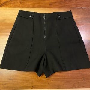 Zara Black High Waist Pleated Shorts